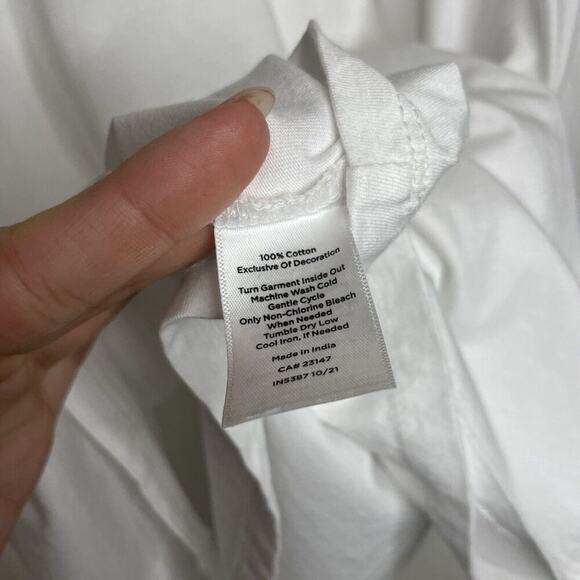 TALBOTS White Embroidered Crochet Trim 3/4 Sleeve Cotton Blouse Cottage Size 3XL - Picture 6 of 8